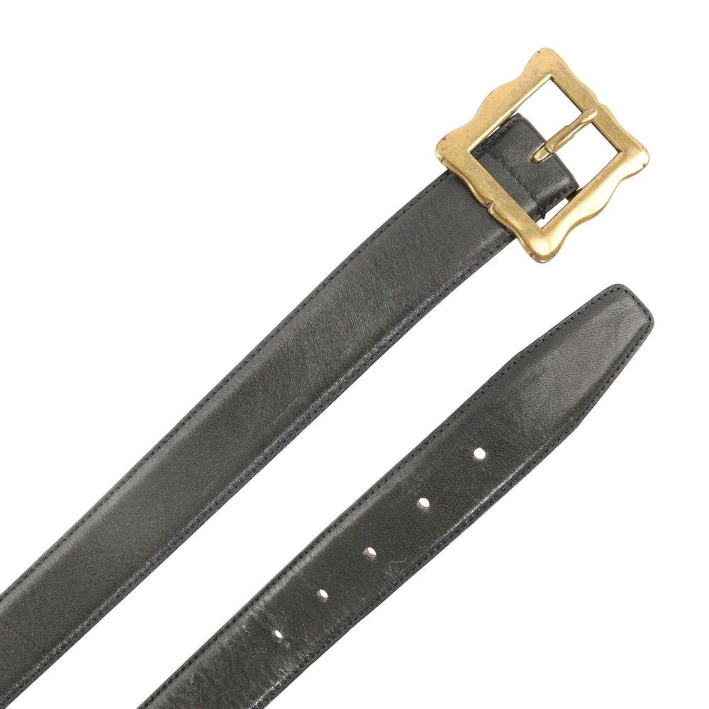 Vintage Talbots Belt Scalloped Buckle Classic Leather Black Women Large
